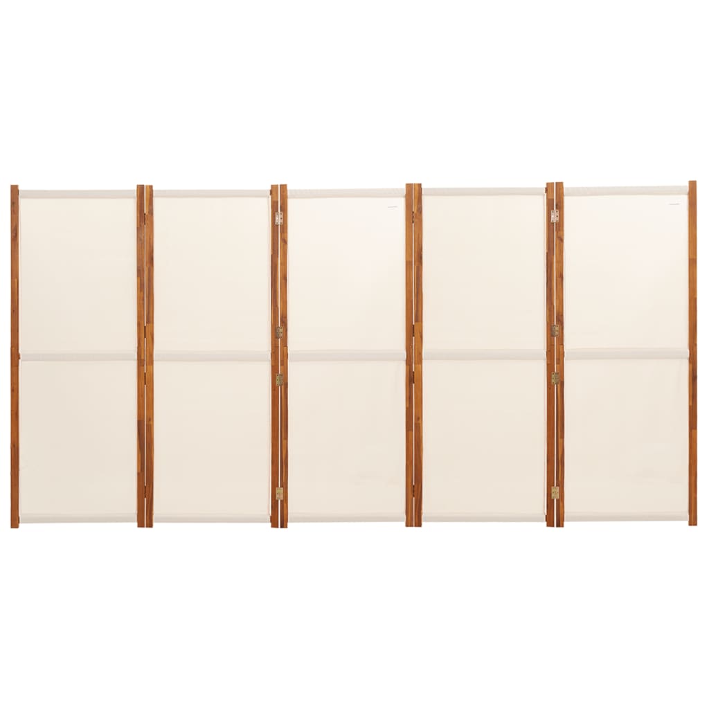 vidaXL Parawan 5-panelowy, kremowy, 350 x 180 cm