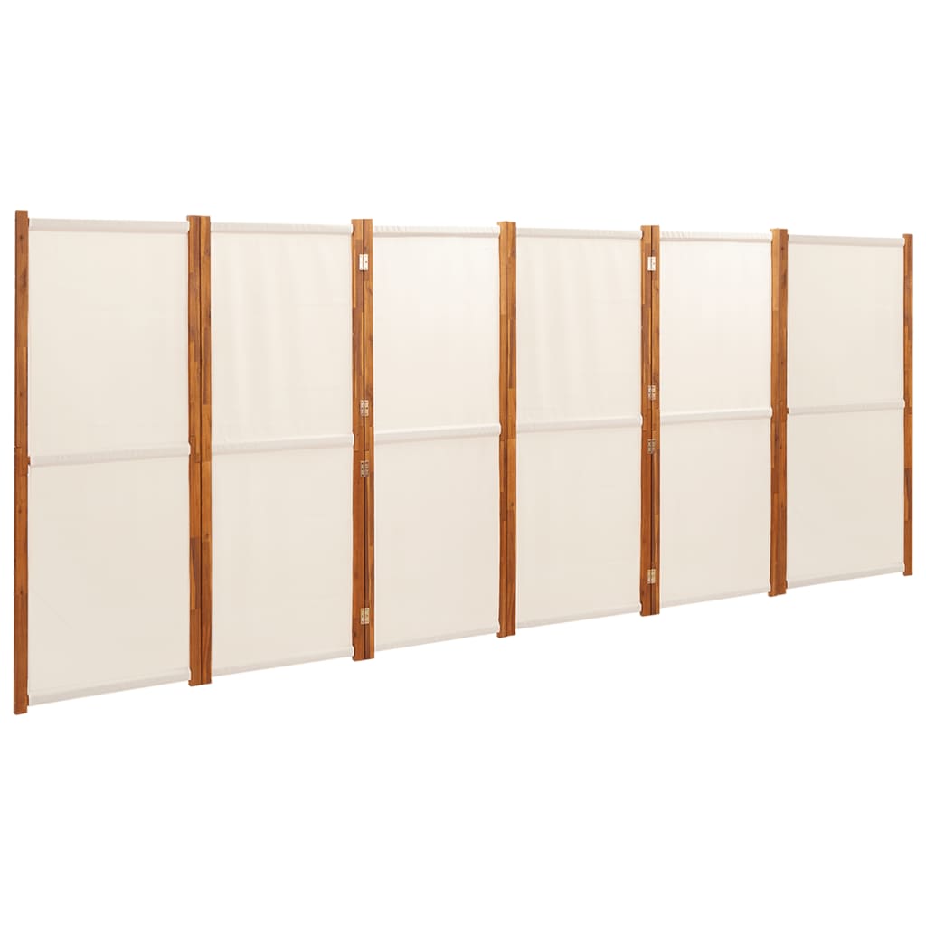 vidaXL Parawan 6-panelowy, kremowy, 420 x 180 cm