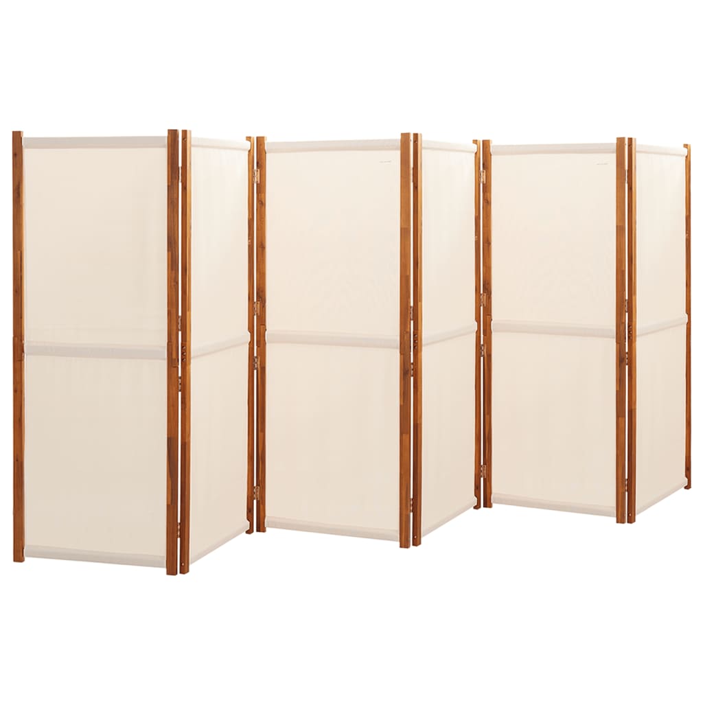 vidaXL Parawan 6-panelowy, kremowy, 420 x 180 cm