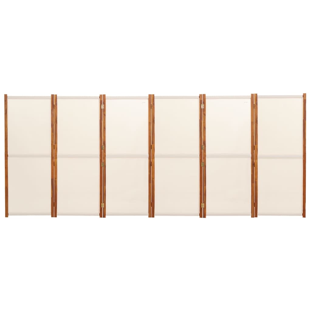 vidaXL Parawan 6-panelowy, kremowy, 420 x 180 cm
