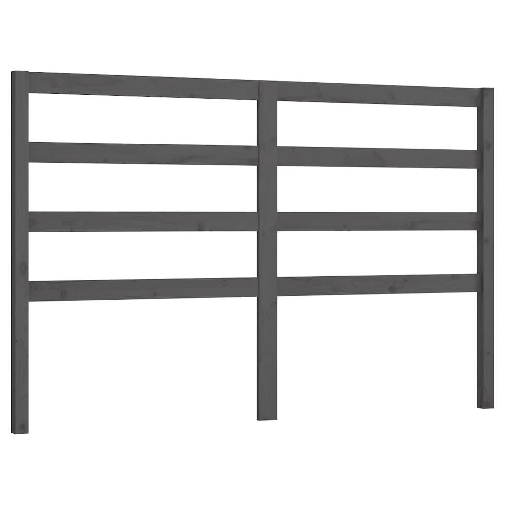 vidaXL Wezgłowie łóżka, szare, 126x4x100 cm, lite drewno sosnowe