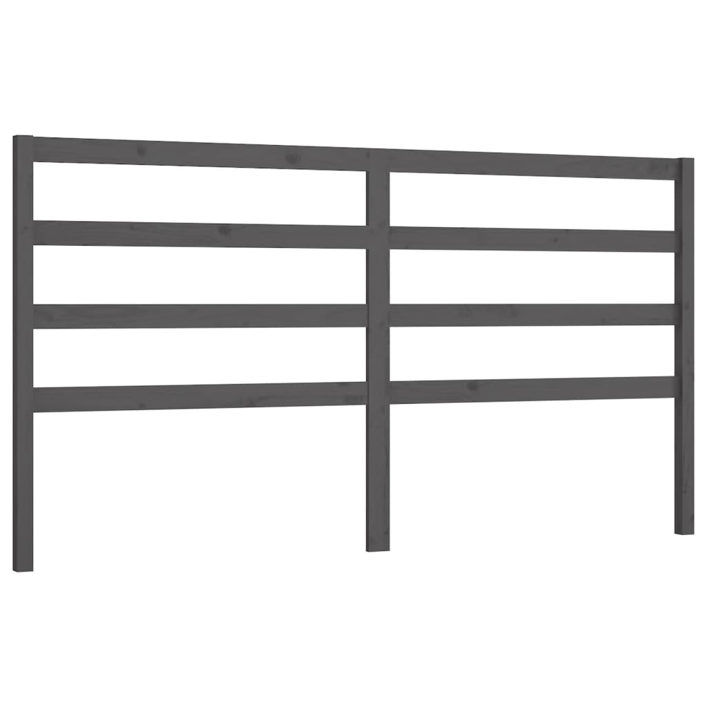 vidaXL Wezgłowie łóżka, szare, 206x4x100 cm, lite drewno sosnowe