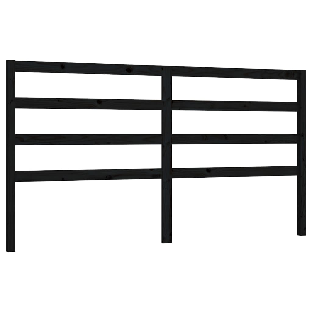 vidaXL Wezgłowie łóżka, czarne, 206x4x100 cm, lite drewno sosnowe