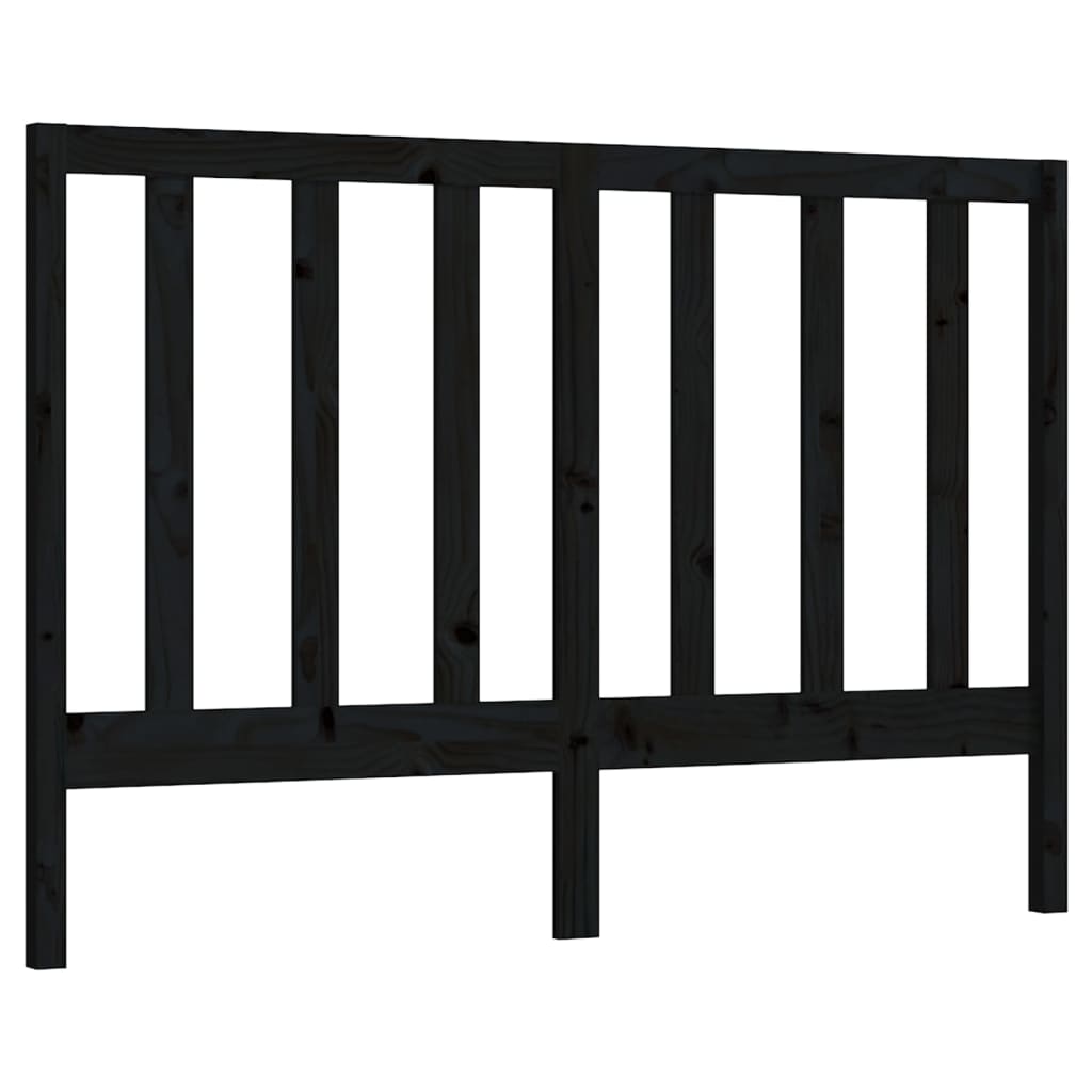 vidaXL Wezgłowie łóżka, czarne, 126x4x100 cm, lite drewno sosnowe