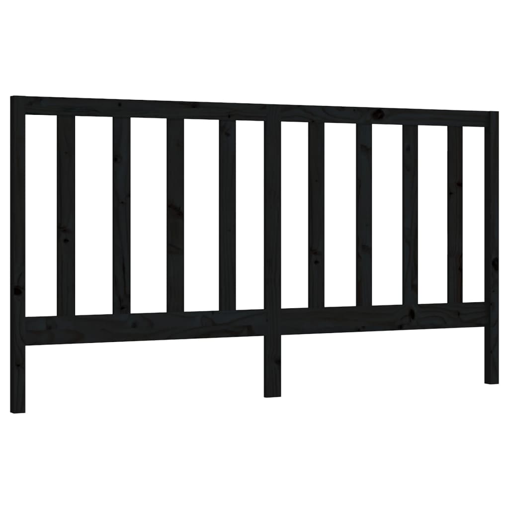 vidaXL Wezgłowie łóżka, czarne, 186x4x100 cm, lite drewno sosnowe
