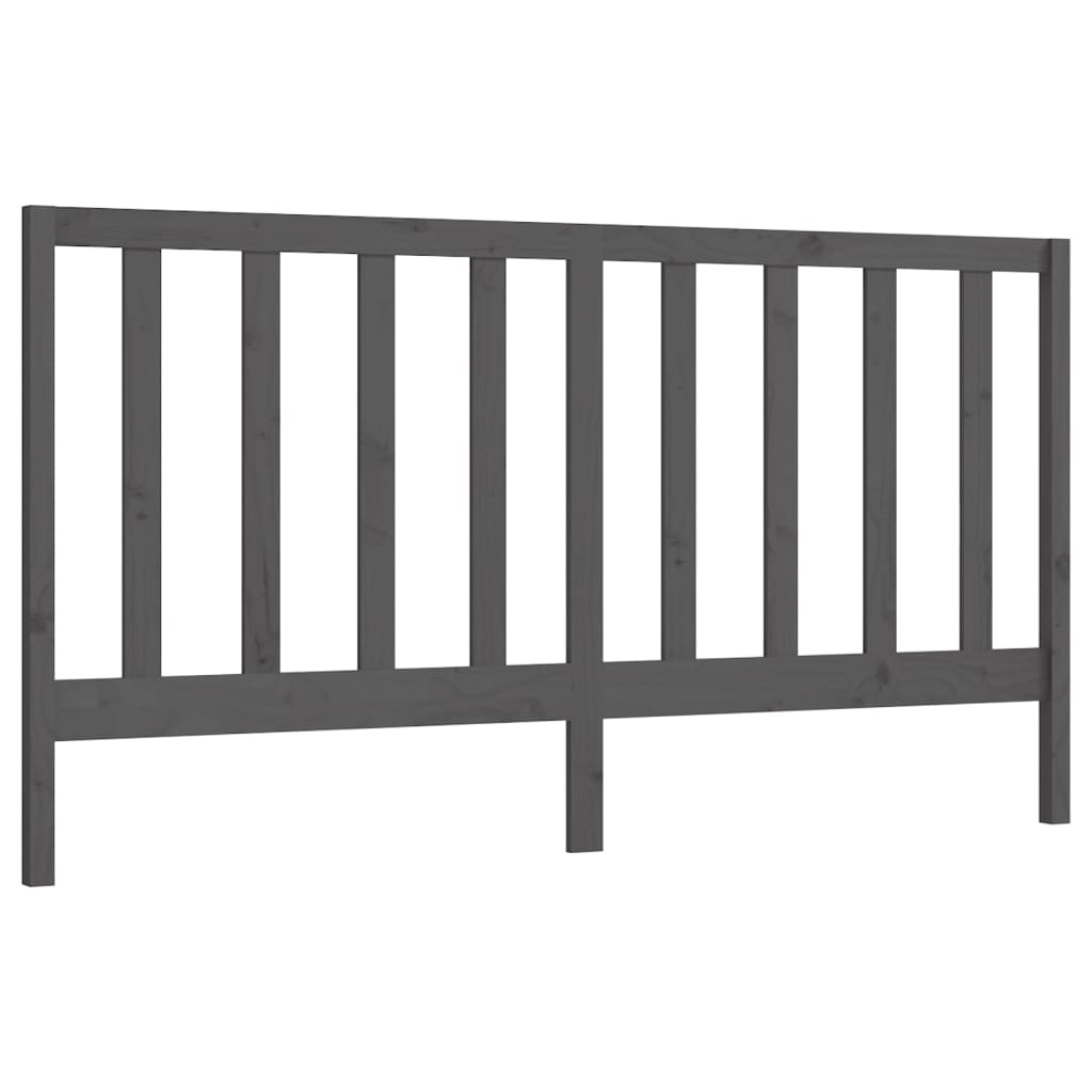 vidaXL Wezgłowie łóżka, szare, 206x4x100 cm, lite drewno sosnowe