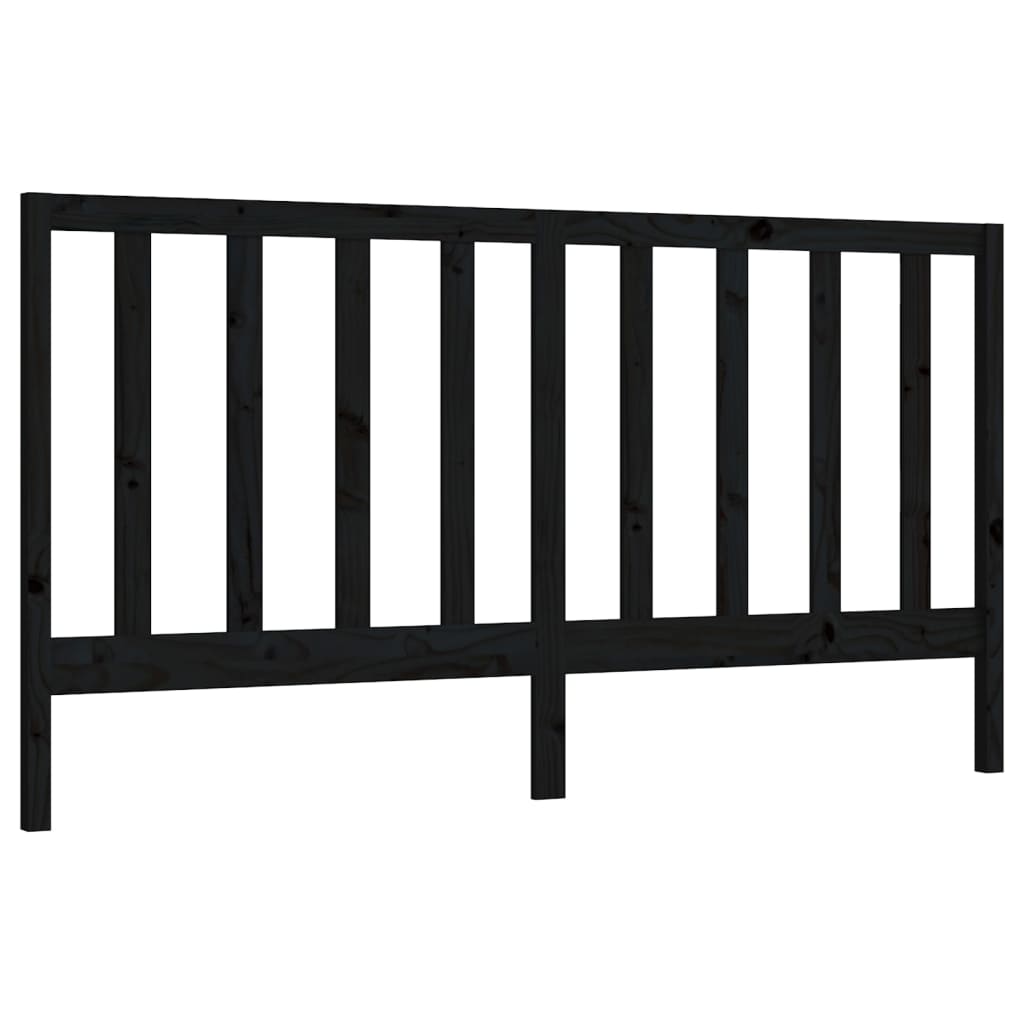vidaXL Wezgłowie łóżka, czarne, 206x4x100 cm, lite drewno sosnowe