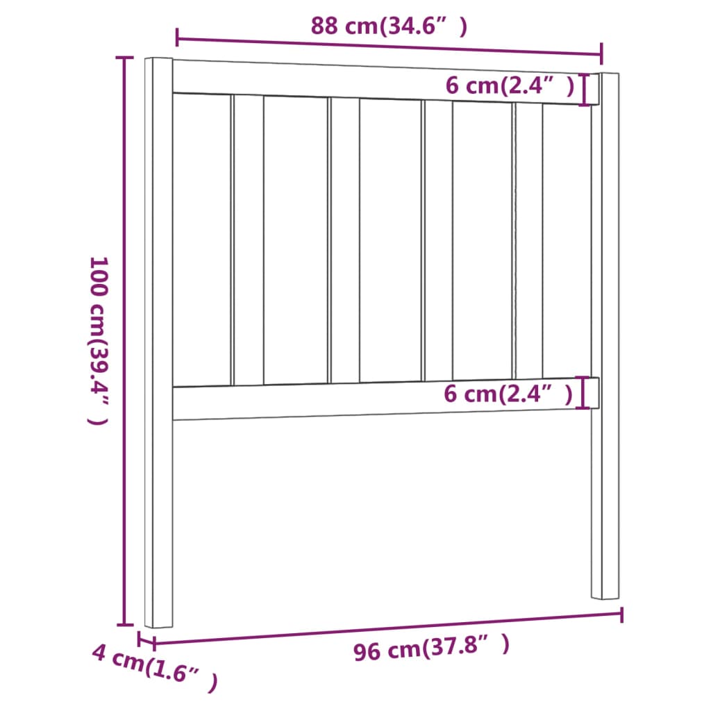 vidaXL Wezgłowie łóżka, miodowy brąz, 96x4x100 cm, lite drewno sosnowe
