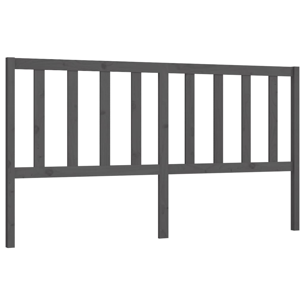 vidaXL Wezgłowie łóżka, szare, 206x4x100 cm, lite drewno sosnowe