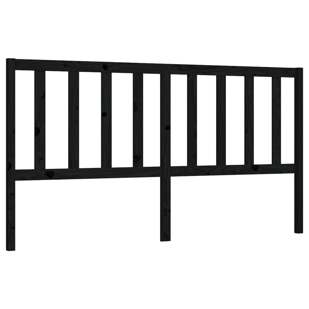 vidaXL Wezgłowie łóżka, czarne, 206x4x100 cm, lite drewno sosnowe