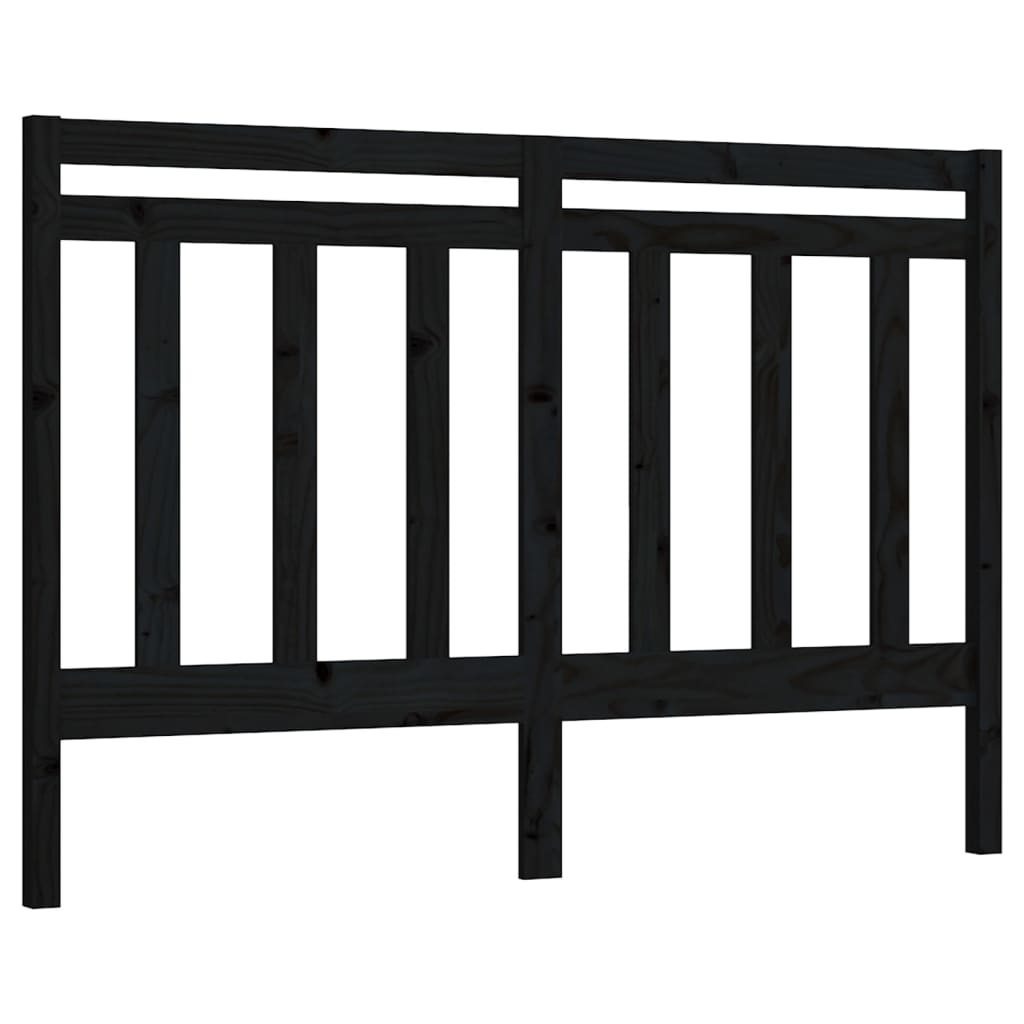 vidaXL Wezgłowie łóżka, czarne, 126x4x100 cm, lite drewno sosnowe