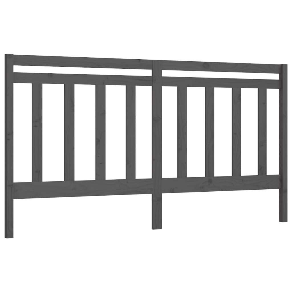 vidaXL Wezgłowie łóżka, szare, 186x4x100 cm, lite drewno sosnowe