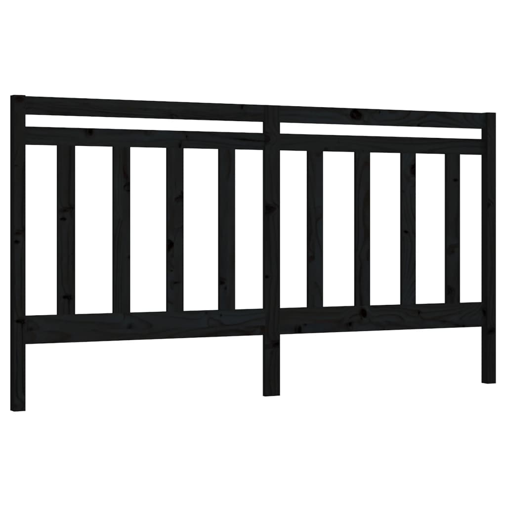 vidaXL Wezgłowie łóżka, czarne, 186x4x100 cm, lite drewno sosnowe