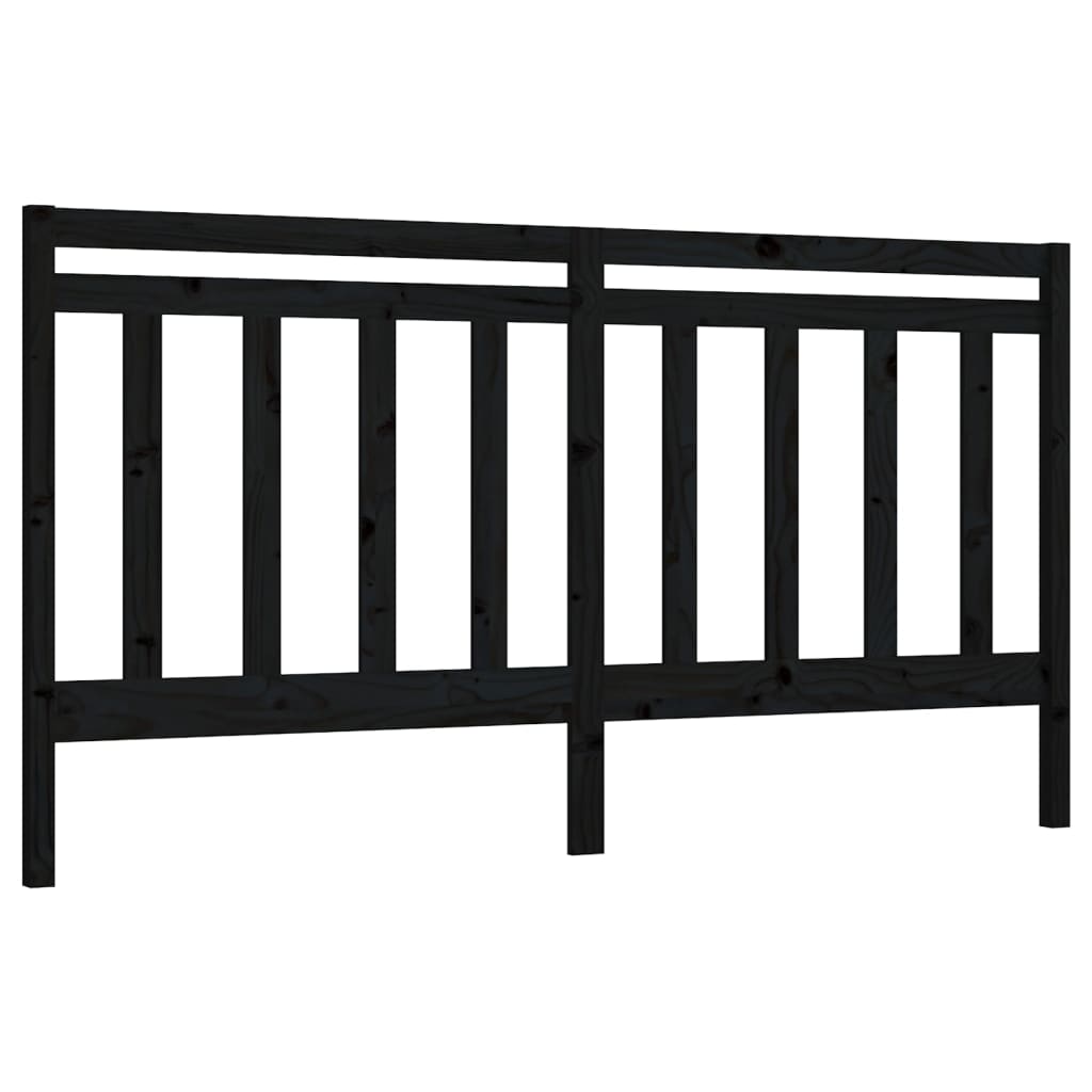 vidaXL Wezgłowie łóżka, czarne, 206x4x100 cm, lite drewno sosnowe