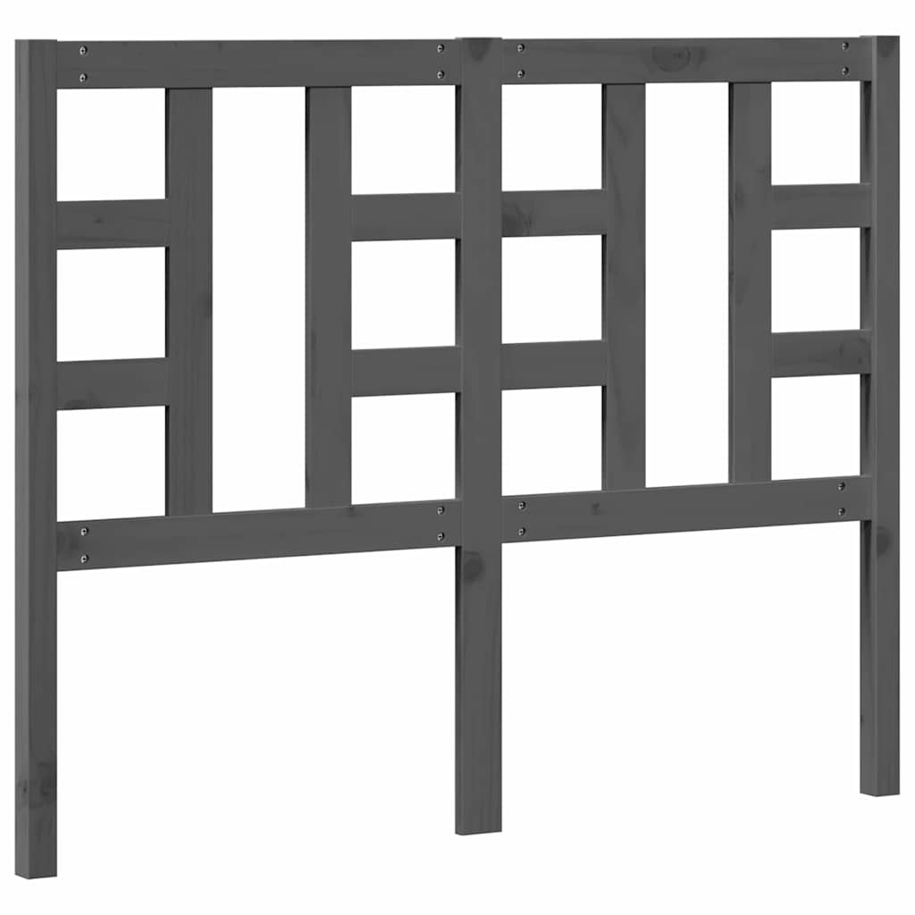 vidaXL Wezgłowie łóżka, szare, 126x4x100 cm, lite drewno sosnowe