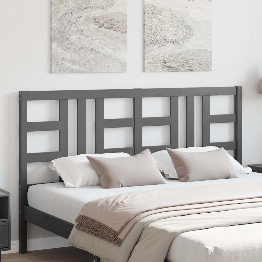 vidaXL Wezgłowie łóżka, szare, 146x4x100 cm, lite drewno sosnowe