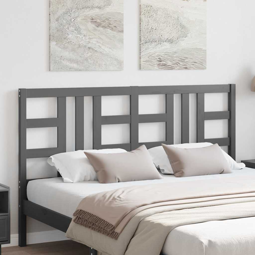 vidaXL Wezgłowie łóżka, szare, 166x4x100 cm, lite drewno sosnowe