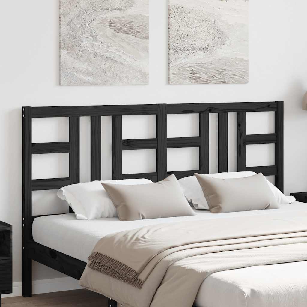 vidaXL Wezgłowie łóżka, czarne, 166x4x100 cm, lite drewno sosnowe