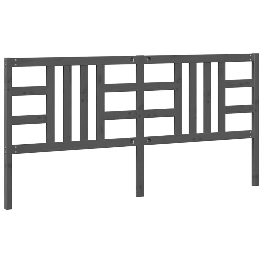 vidaXL Wezgłowie łóżka, szare, 206x4x100 cm, lite drewno sosnowe