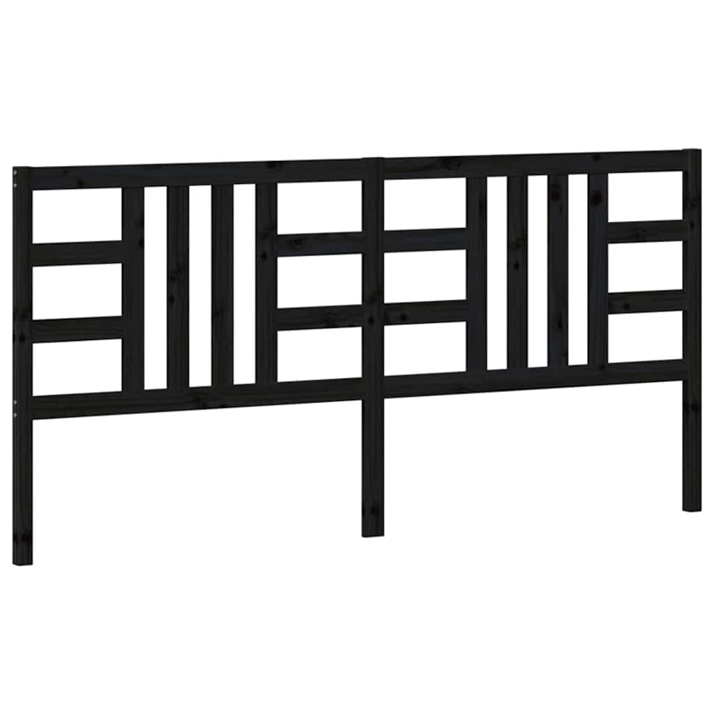 vidaXL Wezgłowie łóżka, czarne, 206x4x100 cm, lite drewno sosnowe