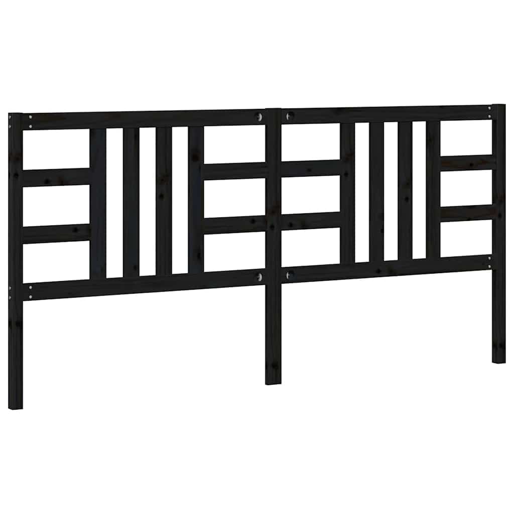 vidaXL Wezgłowie łóżka, czarne, 206x4x100 cm, lite drewno sosnowe