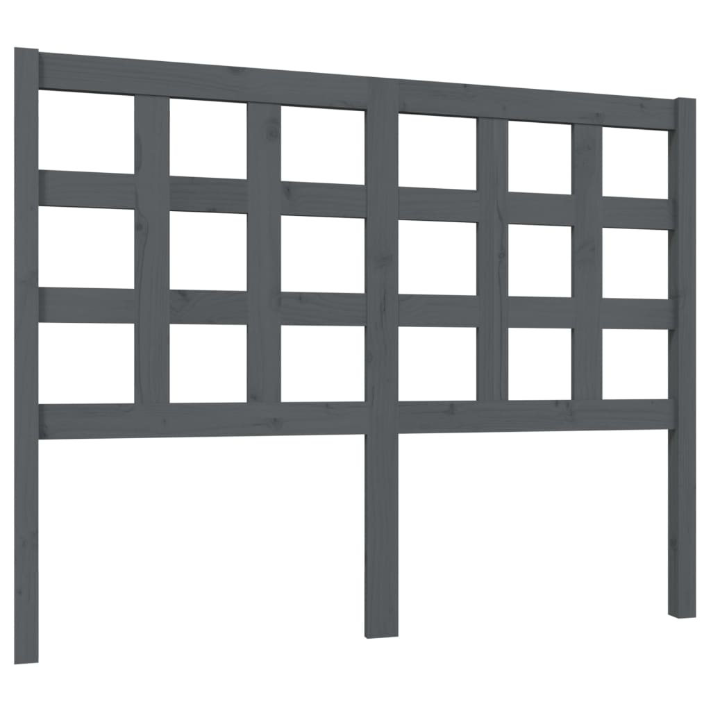 vidaXL Wezgłowie łóżka, szare, 125,5x4x100 cm, lite drewno sosnowe