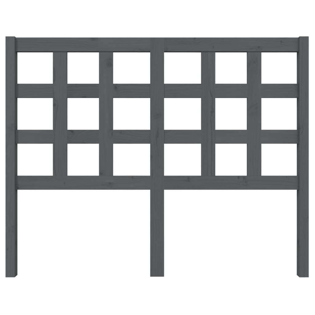 vidaXL Wezgłowie łóżka, szare, 125,5x4x100 cm, lite drewno sosnowe