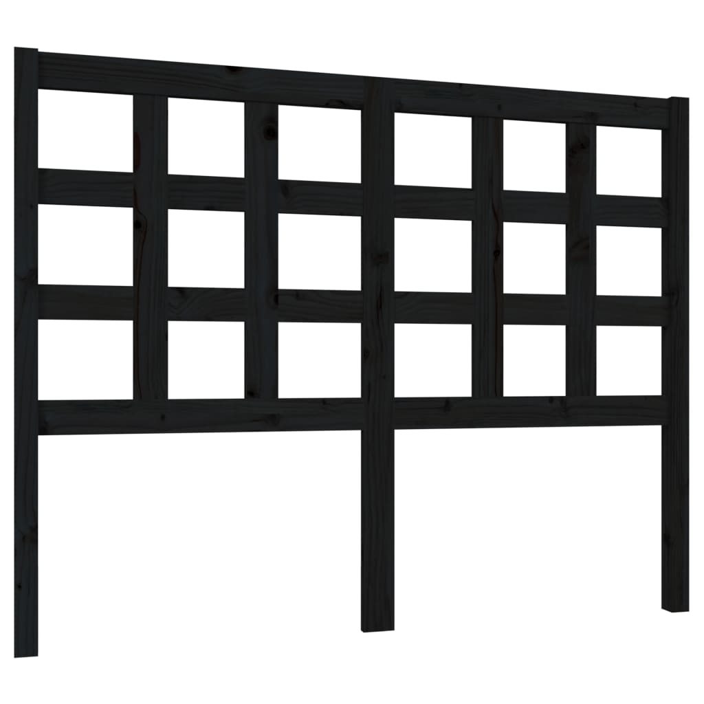 vidaXL Wezgłowie łóżka, czarne, 125,5x4x100 cm, lite drewno sosnowe