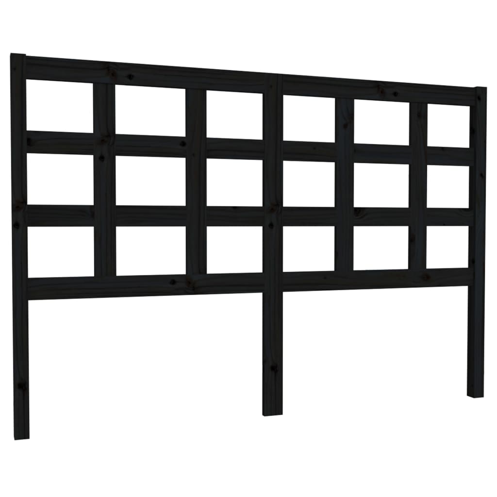 vidaXL Wezgłowie łóżka, czarne, 145,5x4x100 cm, lite drewno sosnowe