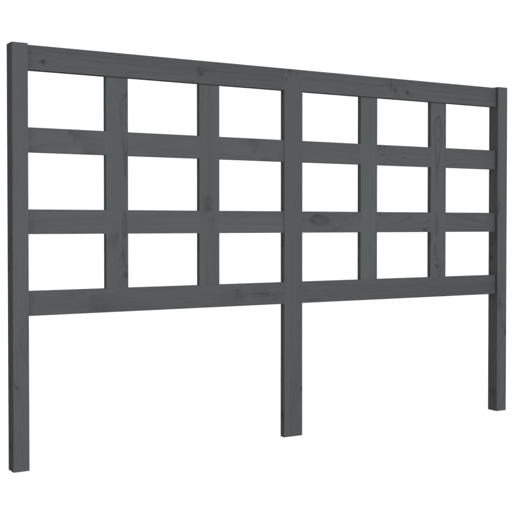 vidaXL Wezgłowie łóżka, szare, 156x4x100 cm, lite drewno sosnowe