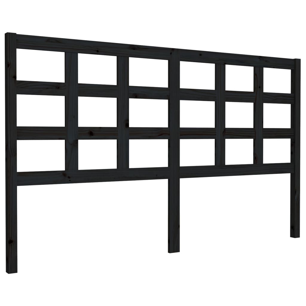 vidaXL Wezgłowie łóżka, czarne, 165,5x4x100 cm, lite drewno sosnowe