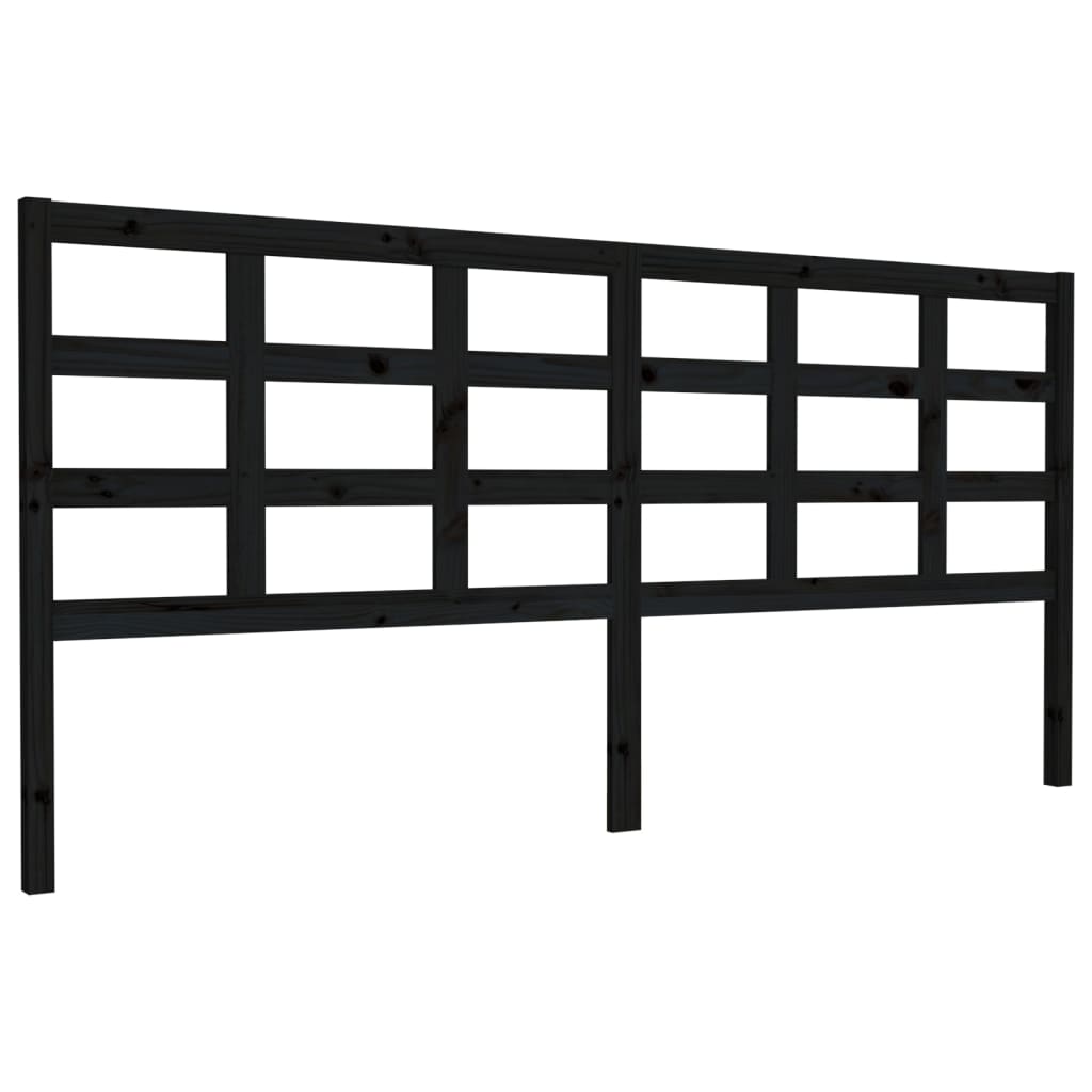 vidaXL Wezgłowie łóżka, czarne, 205,5x4x100 cm, lite drewno sosnowe