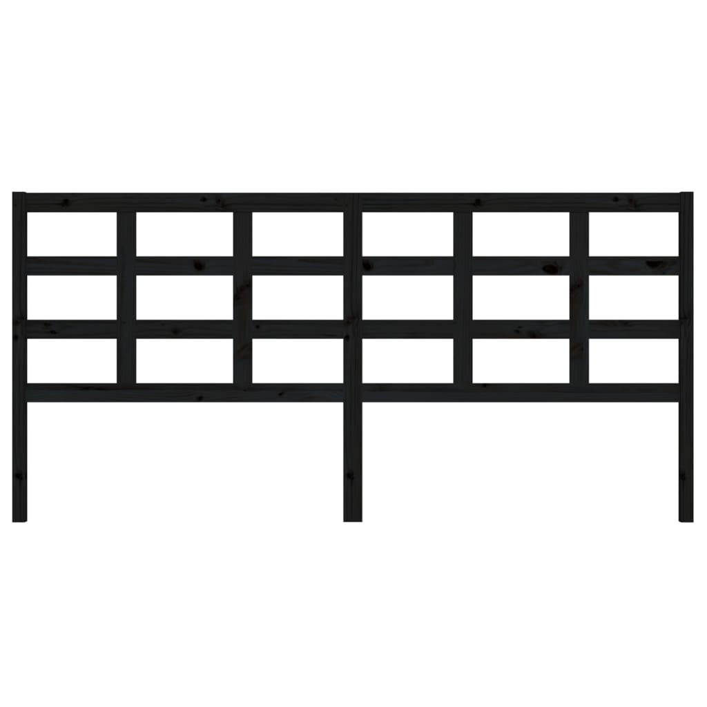vidaXL Wezgłowie łóżka, czarne, 205,5x4x100 cm, lite drewno sosnowe