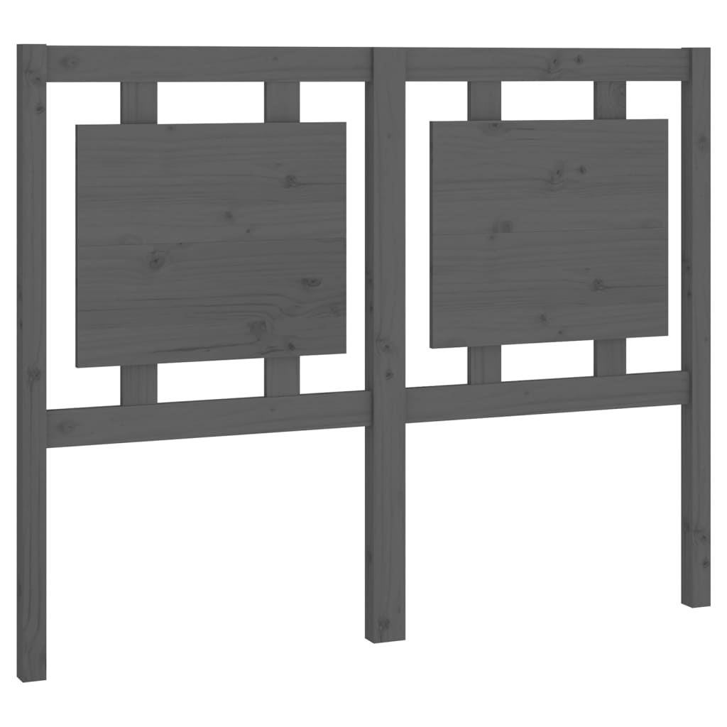 vidaXL Wezgłowie łóżka, szare, 125,5x4x100 cm, lite drewno sosnowe