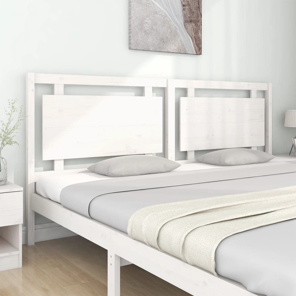 vidaXL Wezgłowie łóżka, białe, 205,5x4x100 cm, lite drewno sosnowe