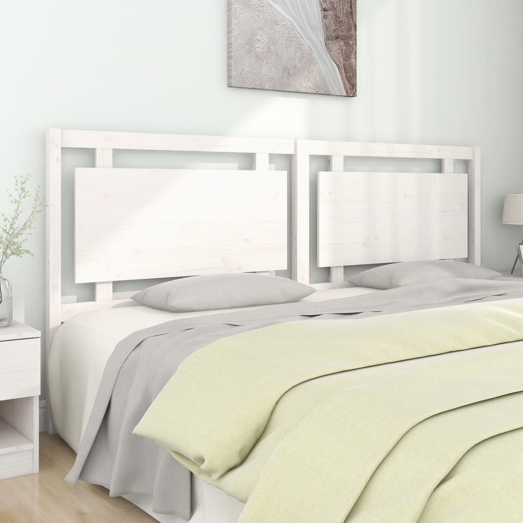vidaXL Wezgłowie łóżka, białe, 205,5x4x100 cm, lite drewno sosnowe