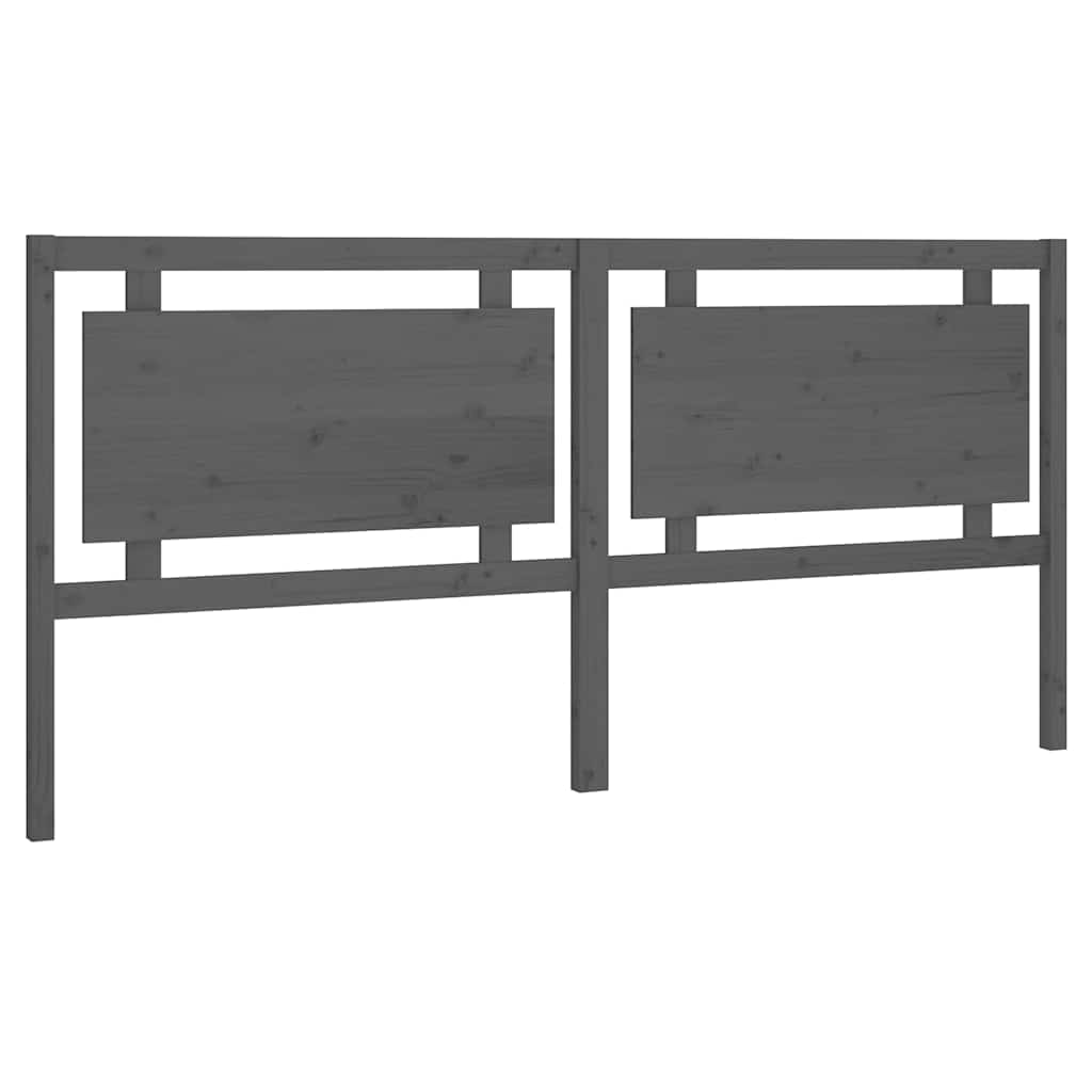 vidaXL Wezgłowie łóżka, szare, 205,5x4x100 cm, lite drewno sosnowe