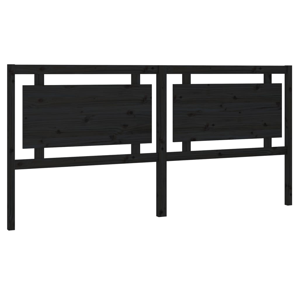 vidaXL Wezgłowie łóżka, czarne, 205,5x4x100 cm, lite drewno sosnowe