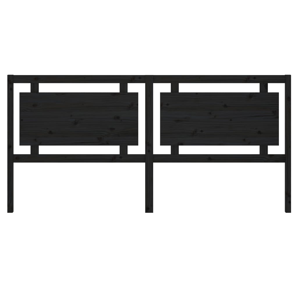 vidaXL Wezgłowie łóżka, czarne, 205,5x4x100 cm, lite drewno sosnowe