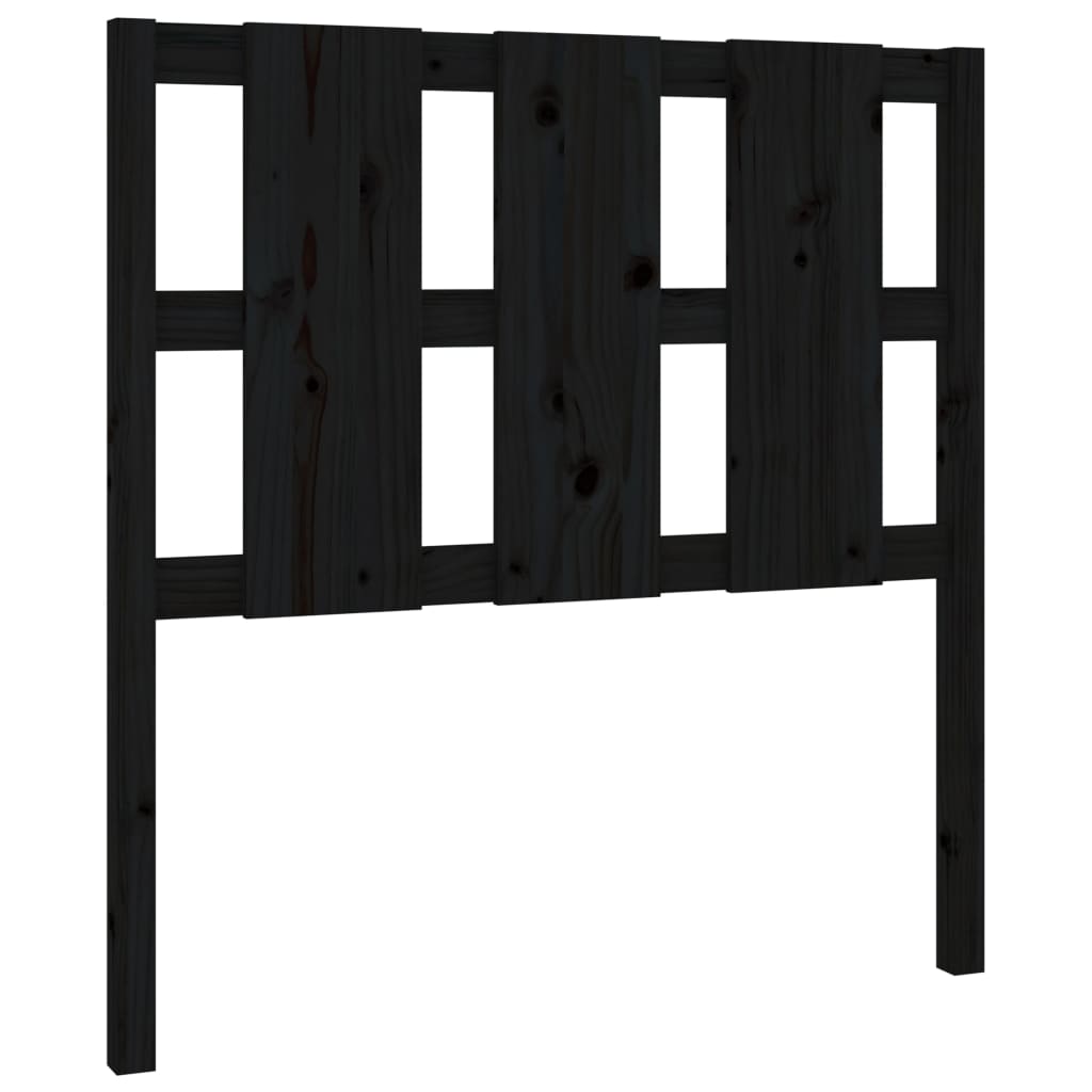 vidaXL Wezgłowie łóżka, czarne, 105,5x4x100 cm, lite drewno sosnowe