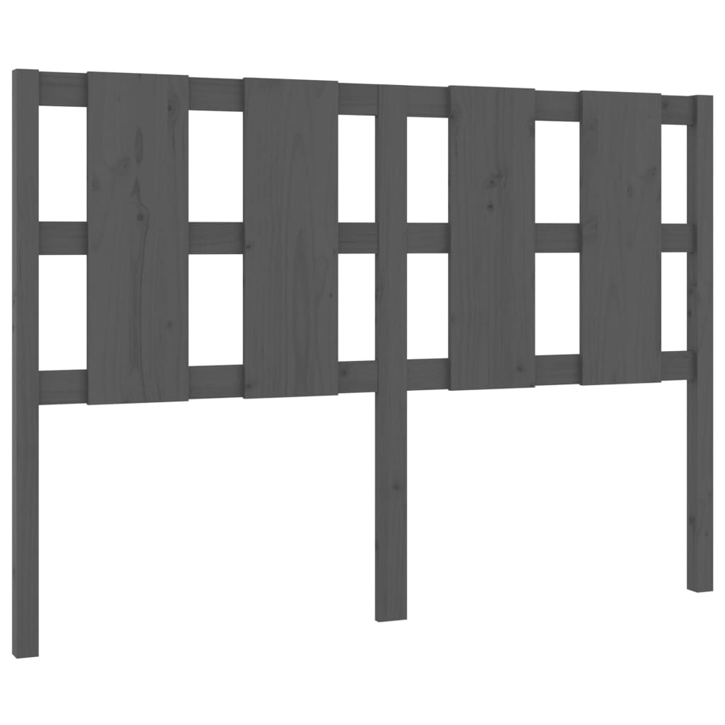vidaXL Wezgłowie łóżka, szare, 125,5x4x100 cm, lite drewno sosnowe