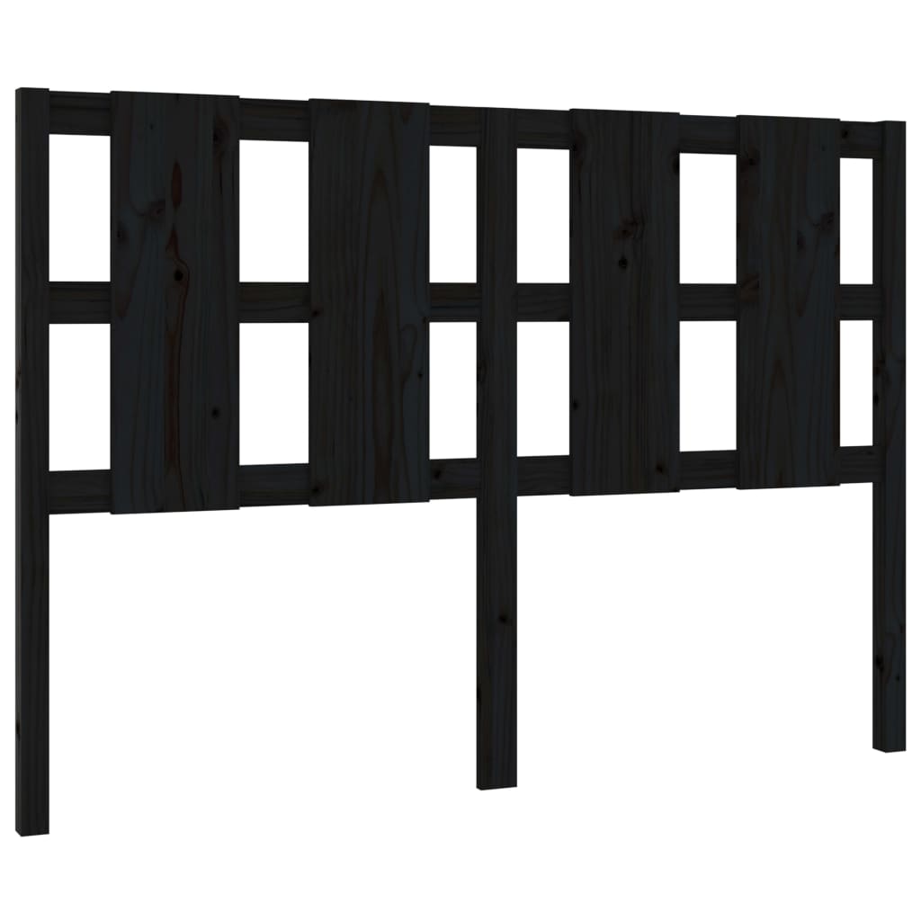 vidaXL Wezgłowie łóżka, czarne, 125,5x4x100 cm, lite drewno sosnowe