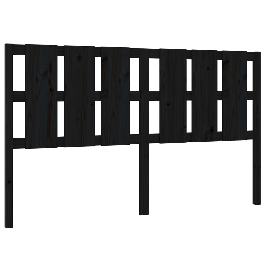 vidaXL Wezgłowie łóżka, czarne, 165,5x4x100 cm, lite drewno sosnowe