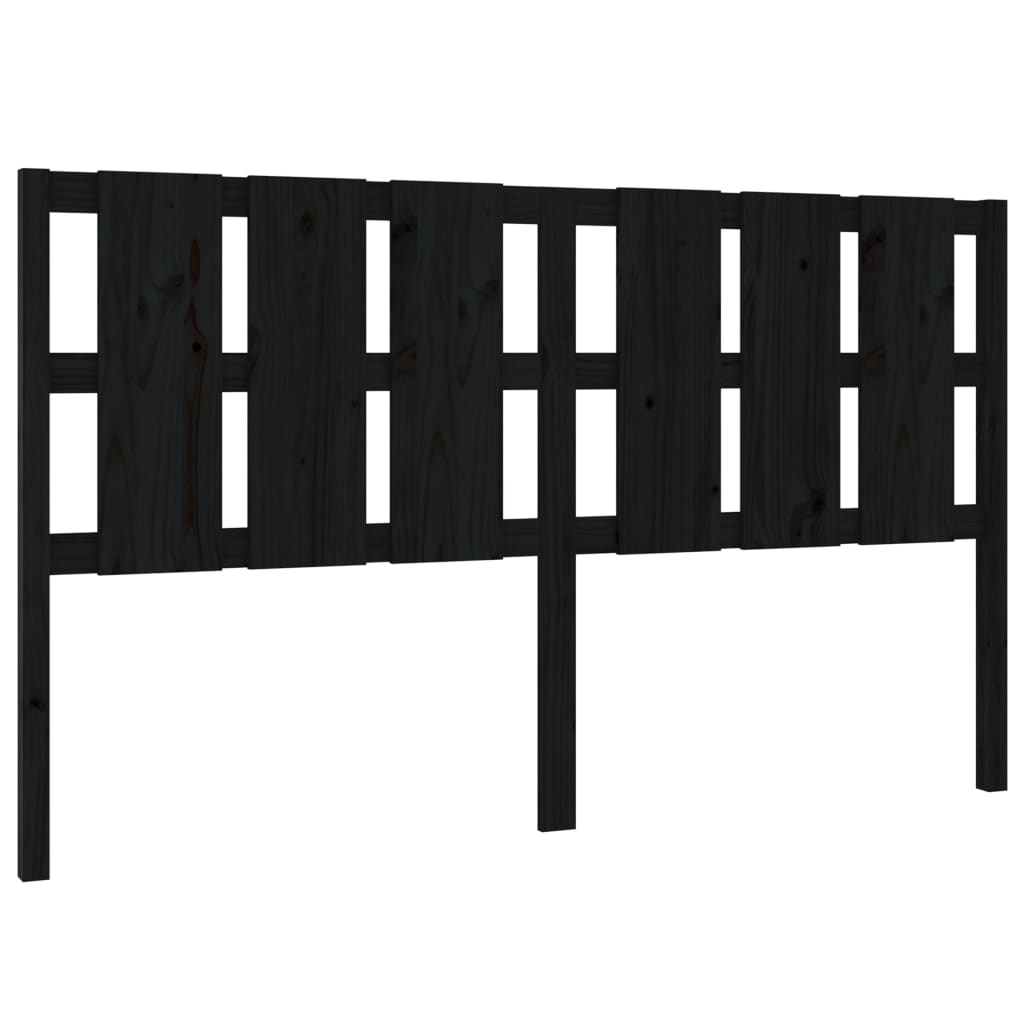 vidaXL Wezgłowie łóżka, czarne, 185,5x4x100 cm, lite drewno sosnowe