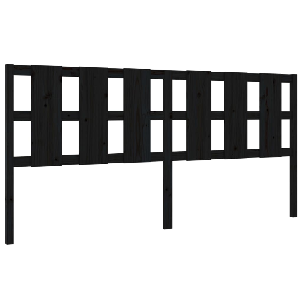 vidaXL Wezgłowie łóżka, czarne, 205,5x4x100 cm, lite drewno sosnowe