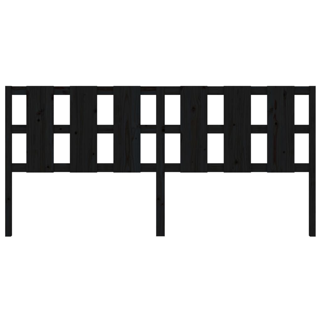 vidaXL Wezgłowie łóżka, czarne, 205,5x4x100 cm, lite drewno sosnowe