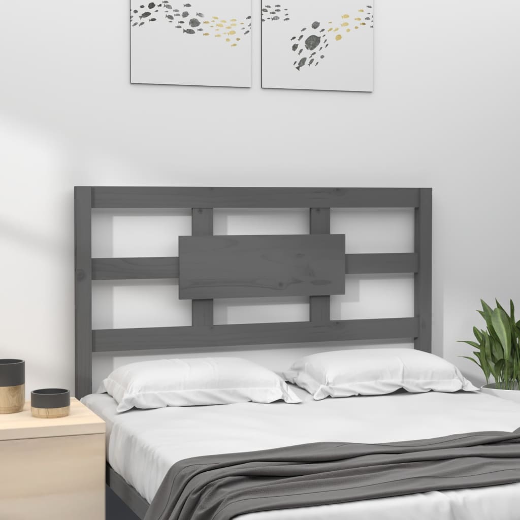 vidaXL Wezgłowie łóżka, szare, 80,5x4x100 cm, lite drewno sosnowe
