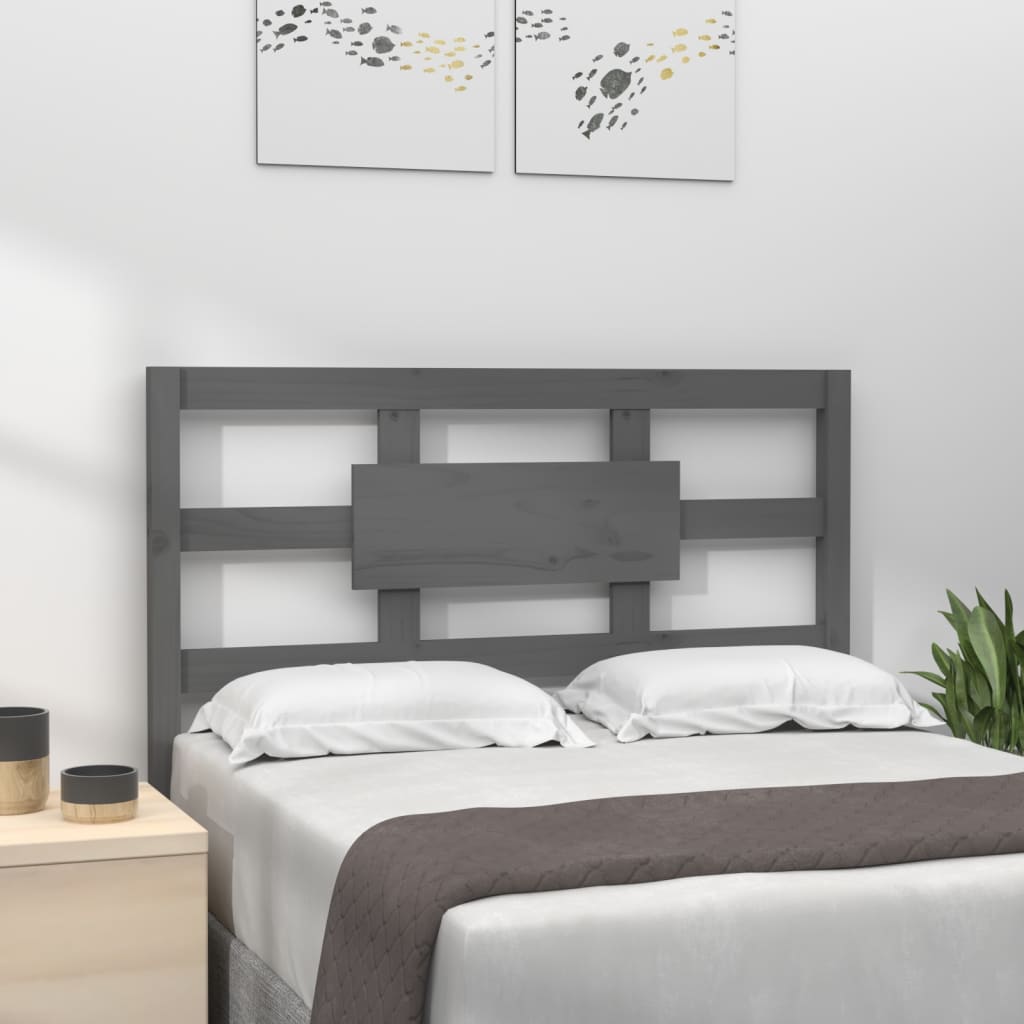 vidaXL Wezgłowie łóżka, szare, 80,5x4x100 cm, lite drewno sosnowe