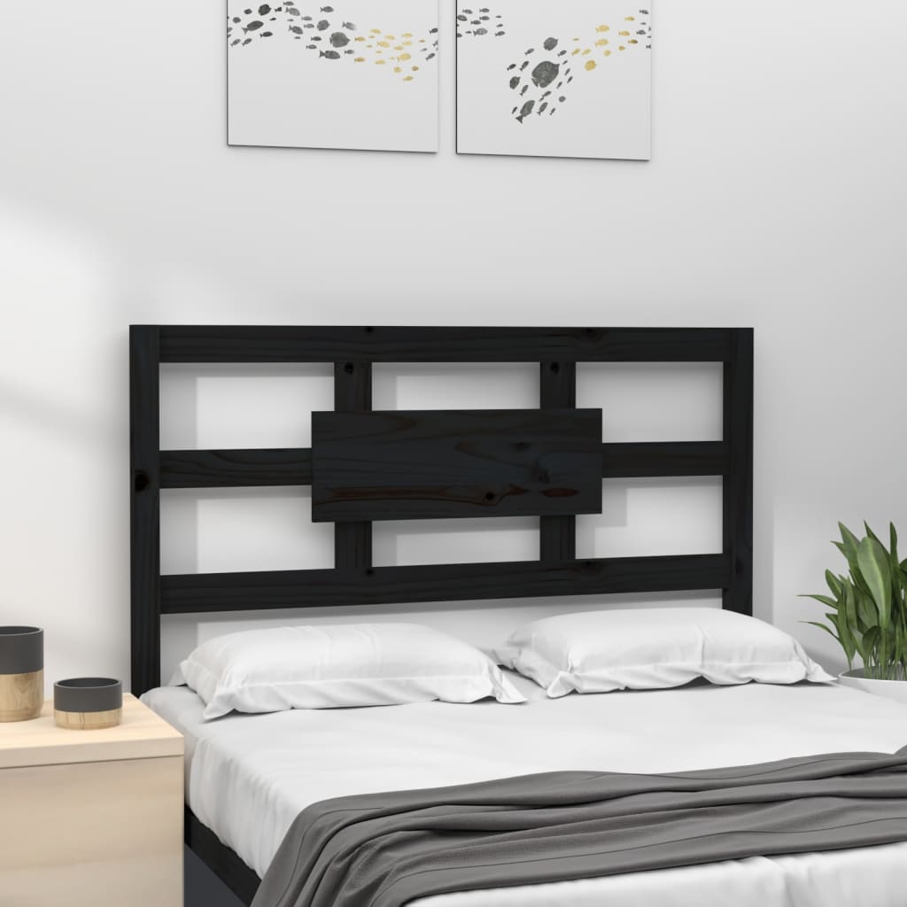 vidaXL Wezgłowie łóżka, czarne, 80,5x4x100 cm, lite drewno sosnowe