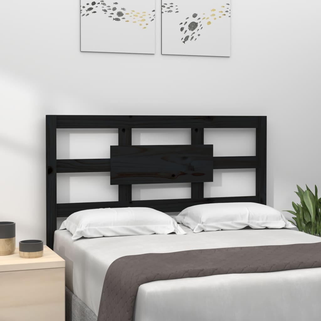 vidaXL Wezgłowie łóżka, czarne, 95,5x4x100 cm, lite drewno sosnowe